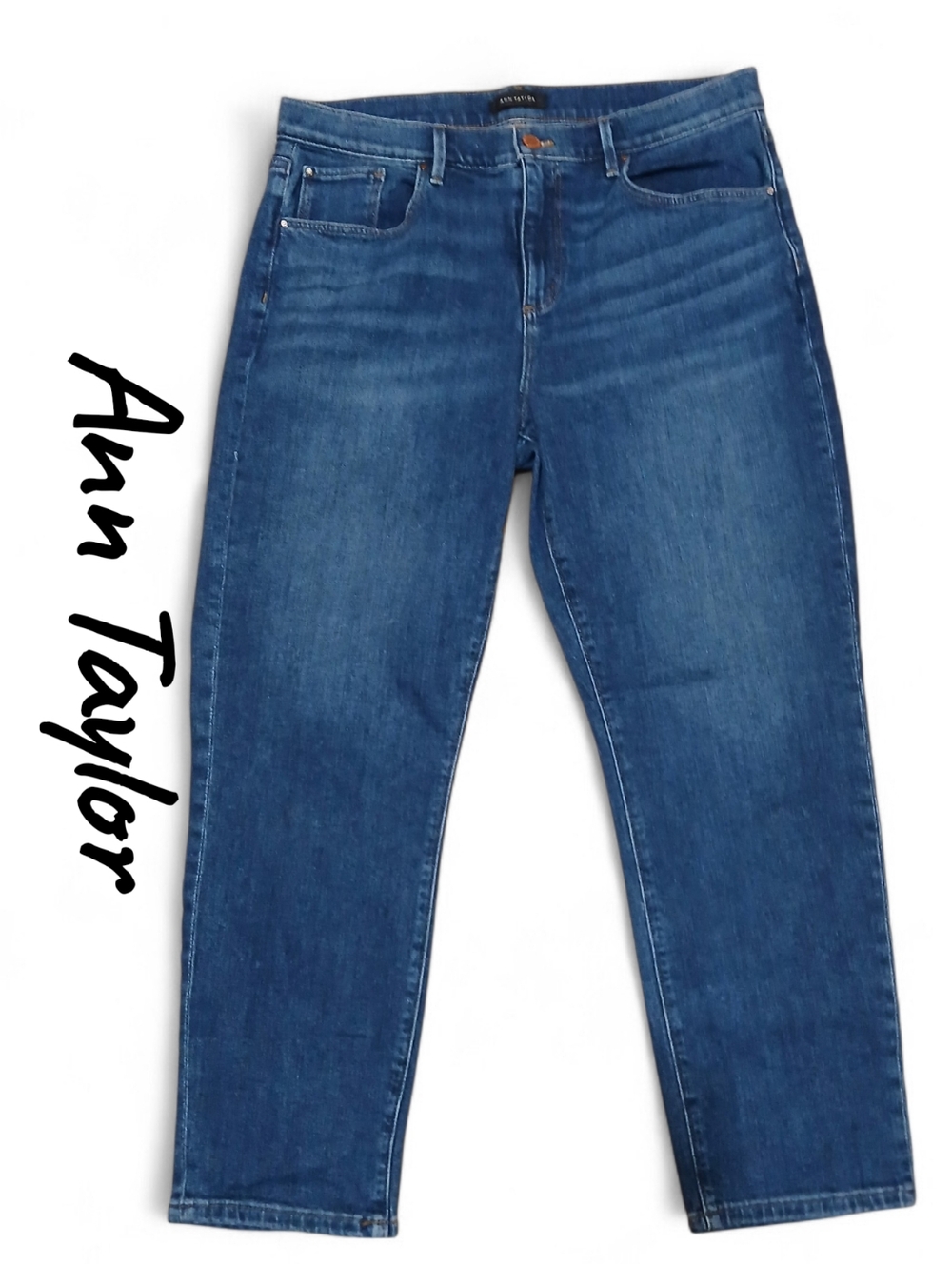Ann Taylor Size 12 Blue High-Rise Straight Jeans